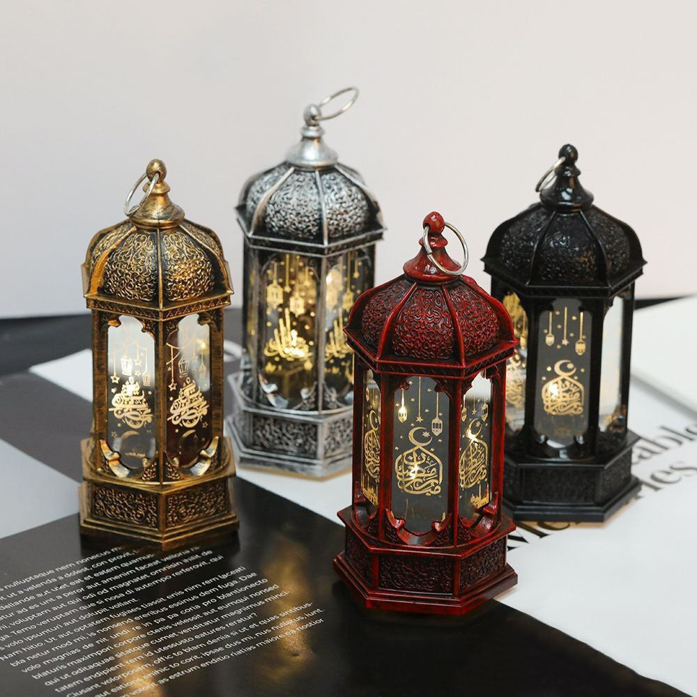 Ramadan Eid Lantern Decor Lights, Retro Hanging LED Wind Lights