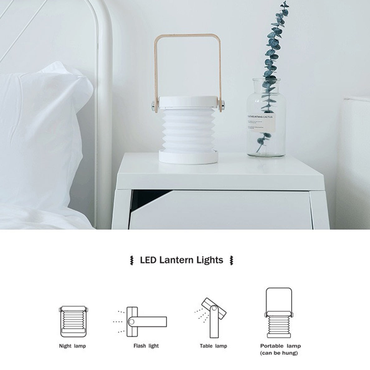 Retractable Table Lamp with USB Rechargeable - Lantern LED Desk Night Light - Image 9