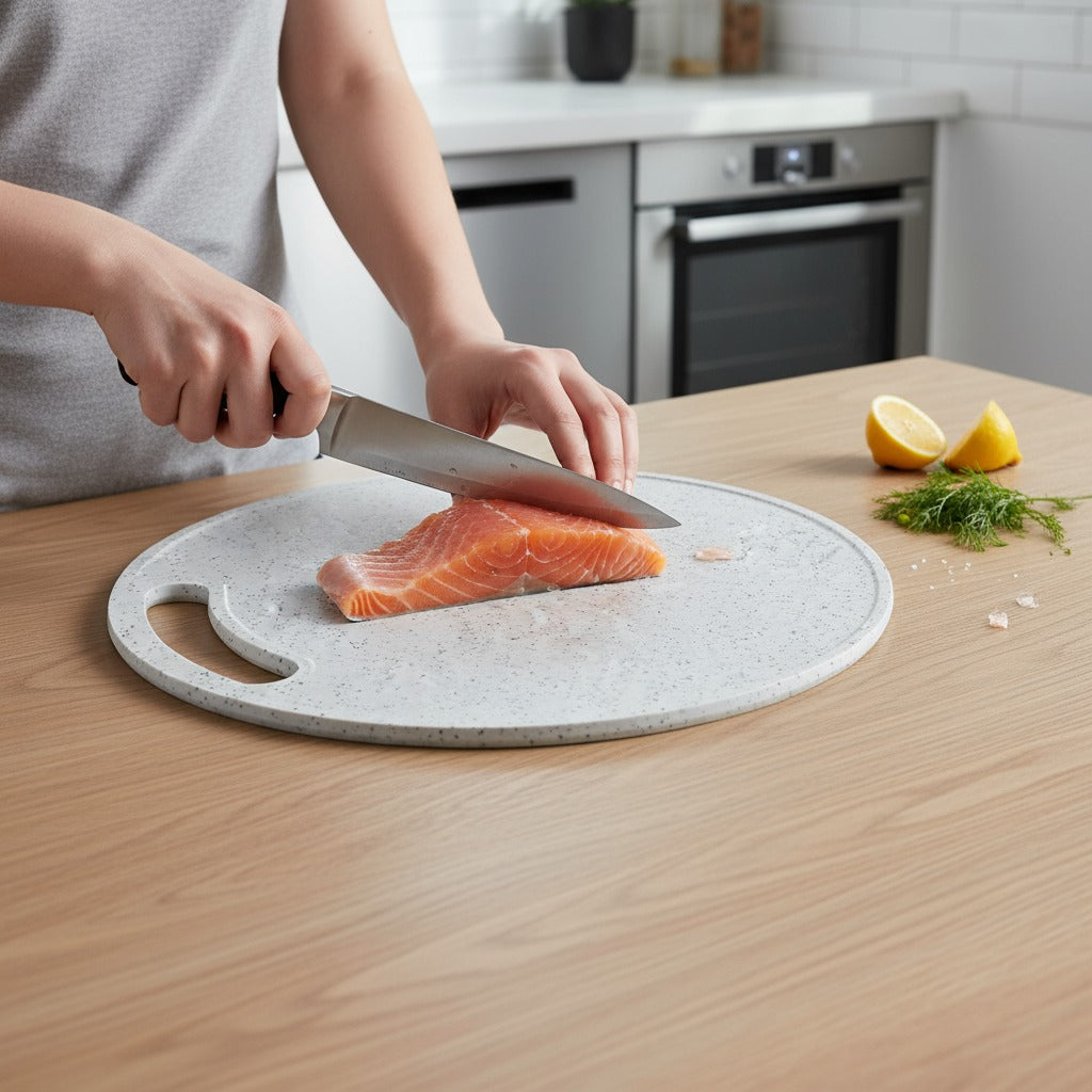 Round Chopping Board, Non- Slip Cutting Board for Meat, Fish & Vegetables - Image 4