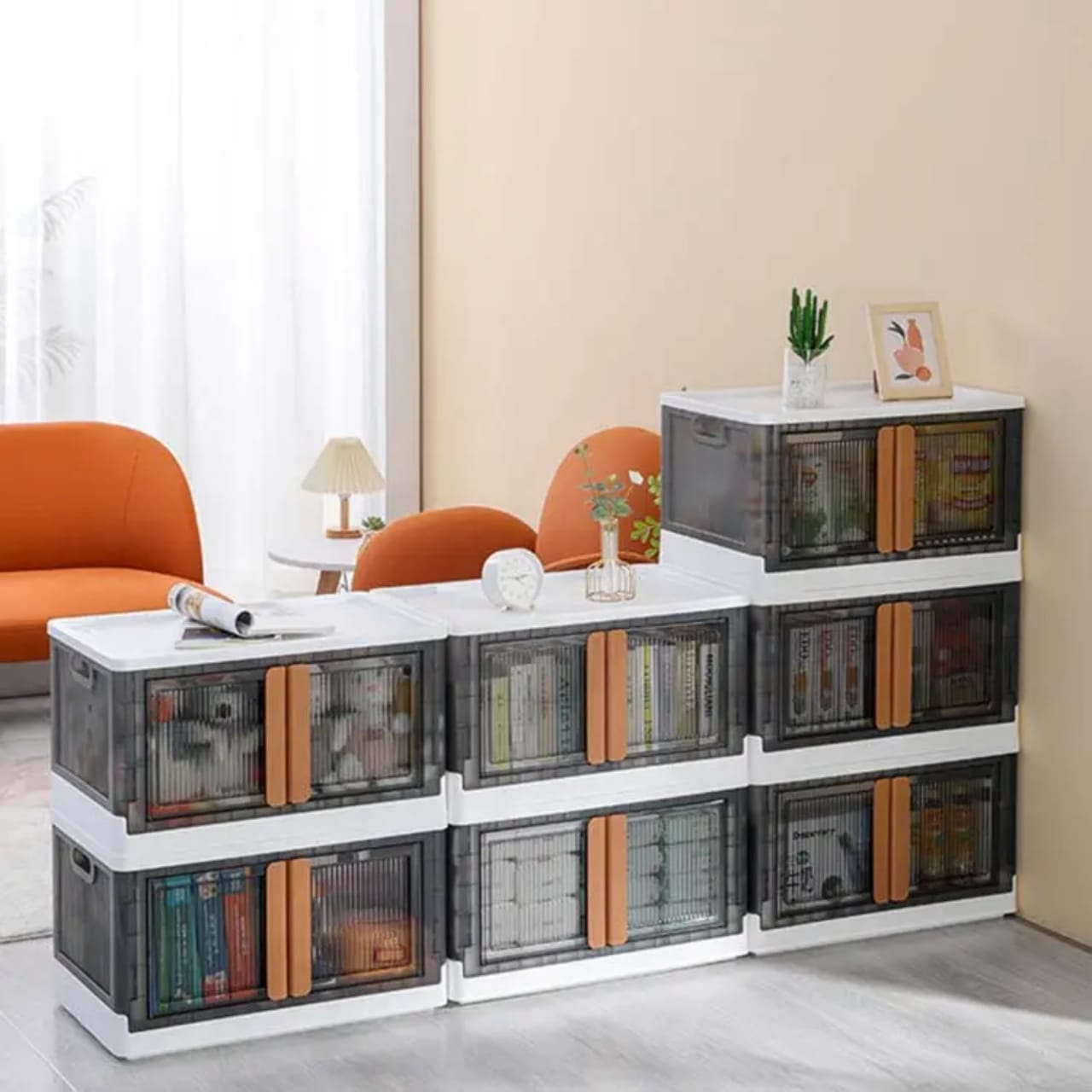 Stackable Storage Bins, Storage Cabinet Organizer, Folding Rack Shelf for Home, Office - Image 10