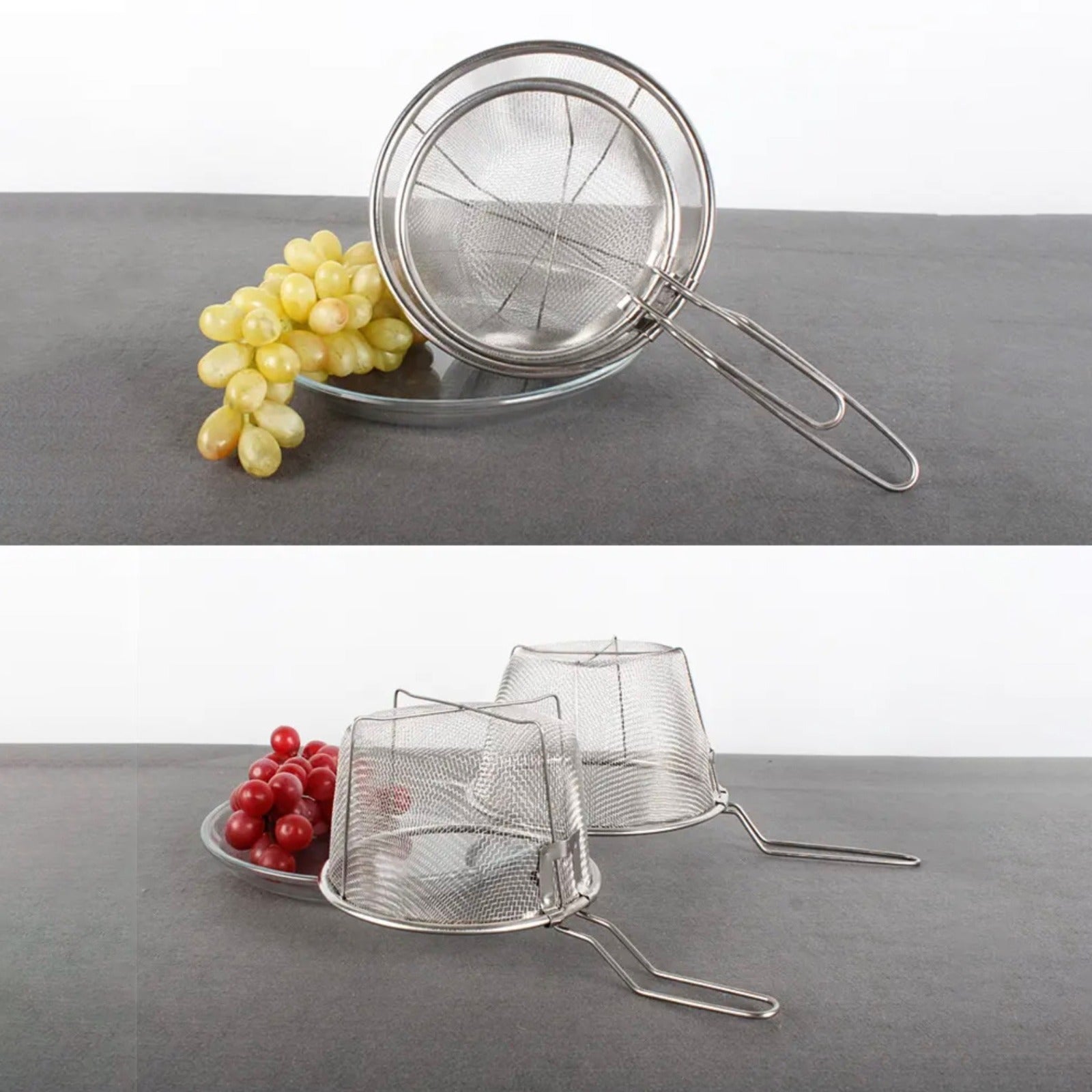 Stainless Steel Deep Fry Basket with Folding Handle, Oil strainer, French Fry Chip Strainer For Kitchen - Image 8
