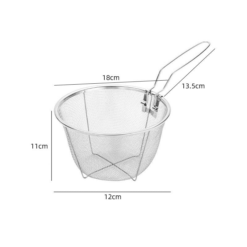 Stainless Steel Deep Fry Basket with Folding Handle, Oil strainer, French Fry Chip Strainer For Kitchen - Image 9