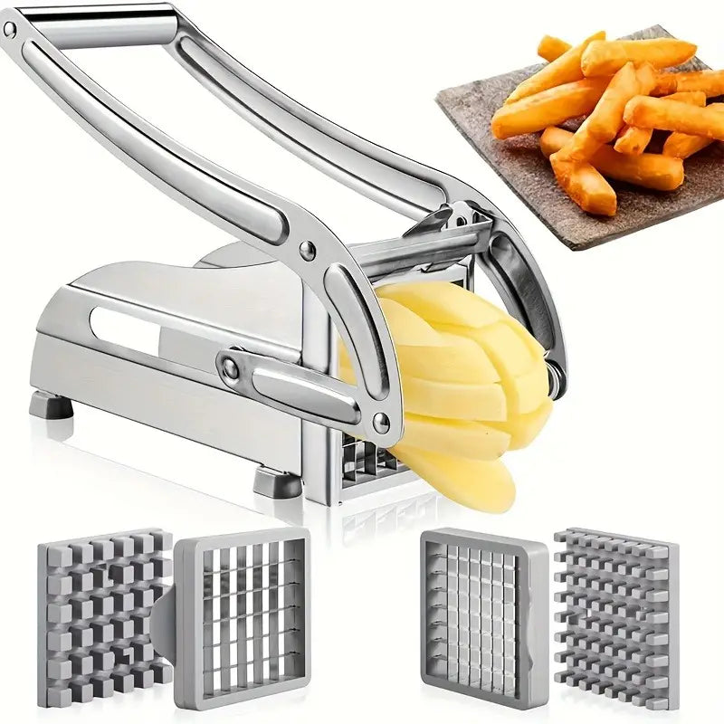 Stainless Steel Manual Potato Cutter Shredder, French Fry Slicer Potato Chips Maker