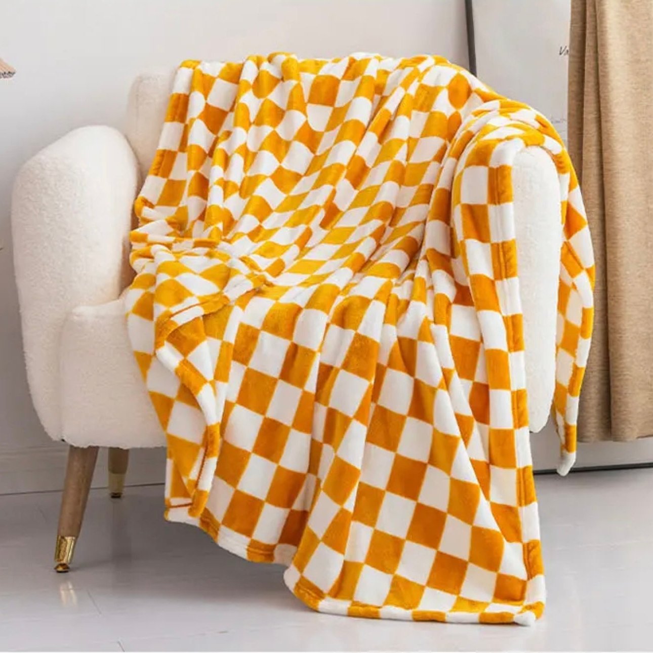 Ultra Soft Flannel Fleece Blanket, Grid Pattern Throw Blanket - Image 3