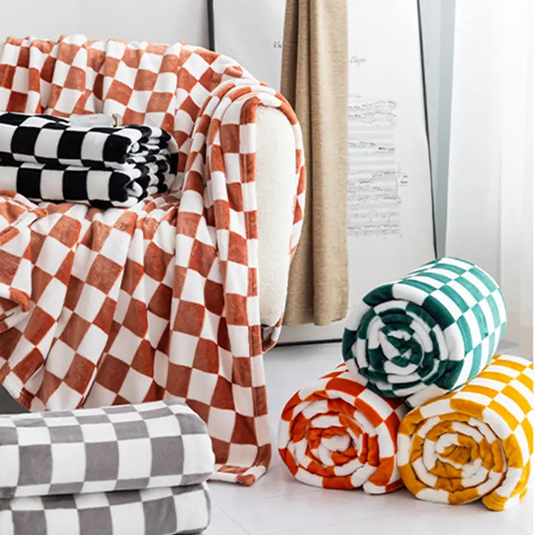 Ultra Soft Flannel Fleece Blanket, Grid Pattern Throw Blanket - Image 4