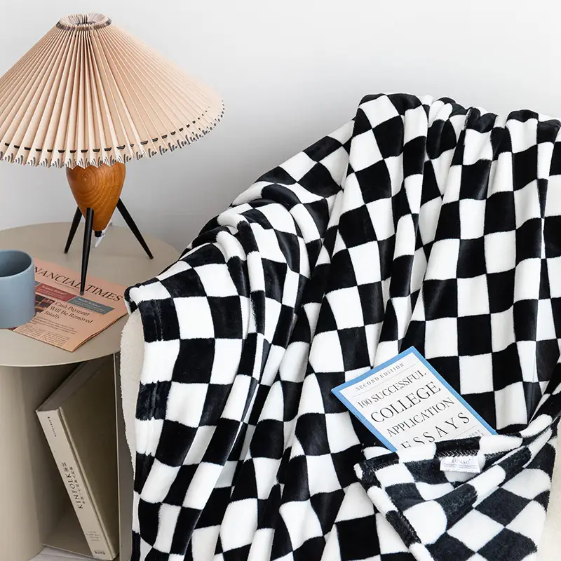 Ultra Soft Flannel Fleece Blanket, Grid Pattern Throw Blanket - Image 5
