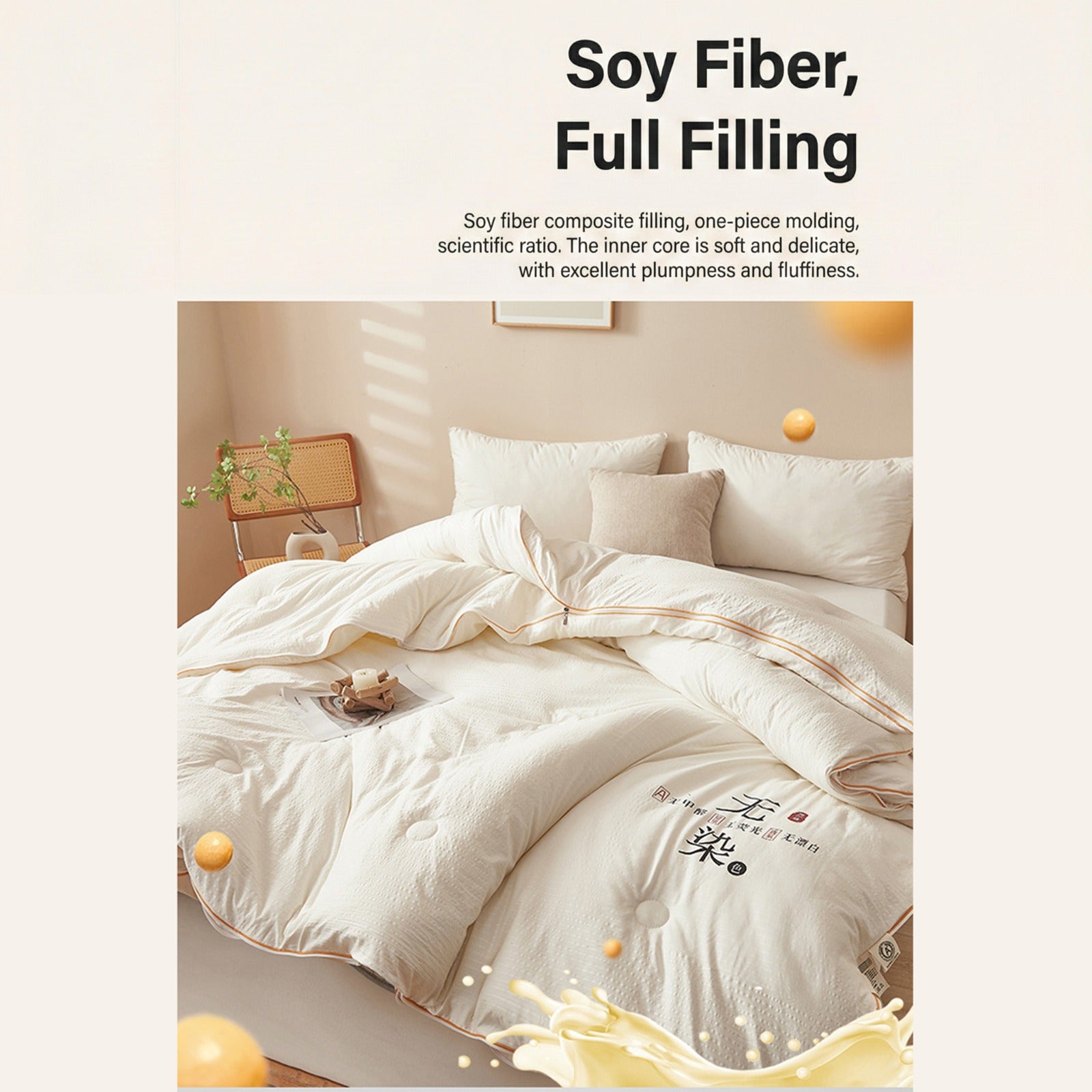 Ultra Soft Soy Fiber Comforter, Lightweight Cotton Quilt for Winter and Summer - Image 8