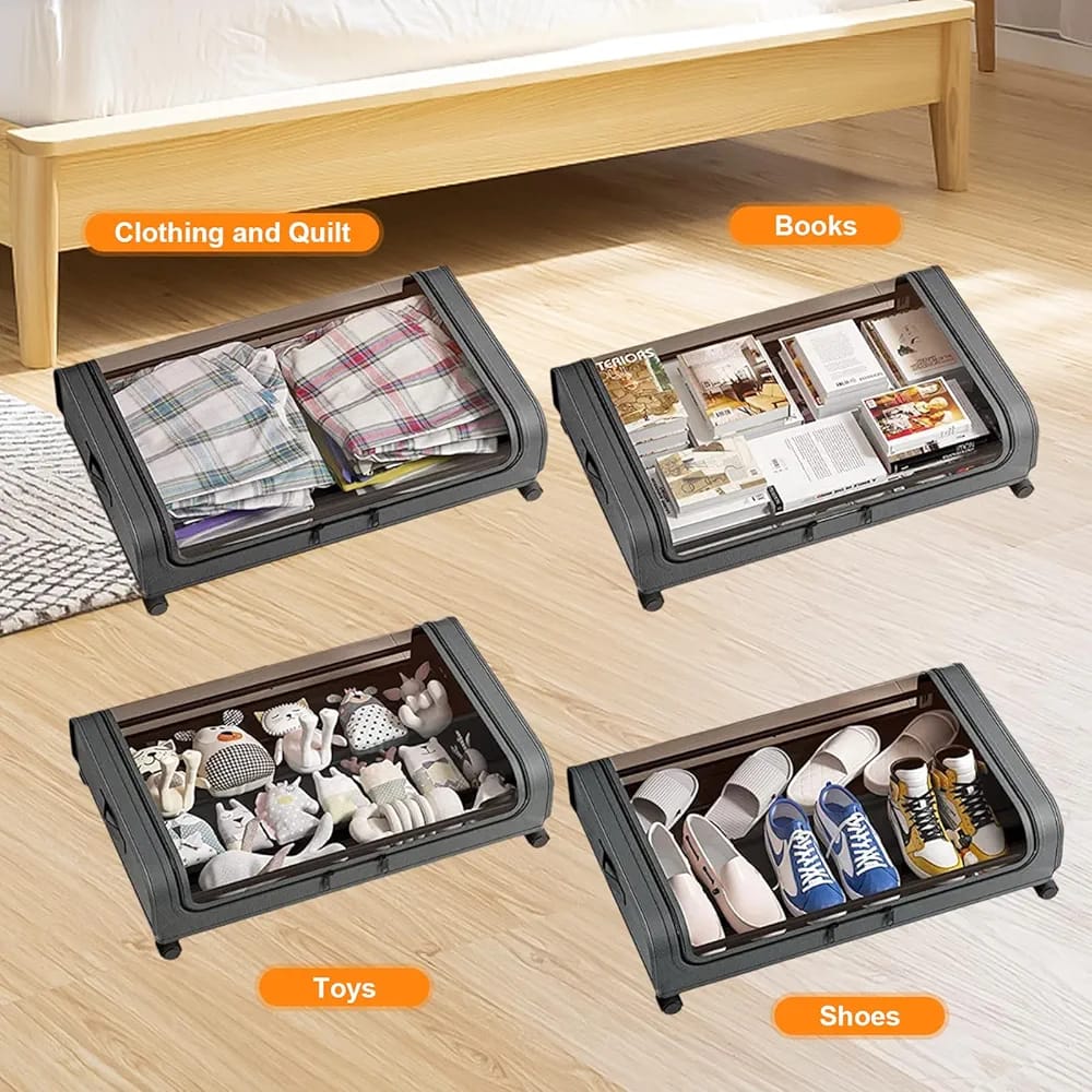 Underbed Storage Bag, Rolling Organizer Container Bin, Cloth Storage Box - Image 5