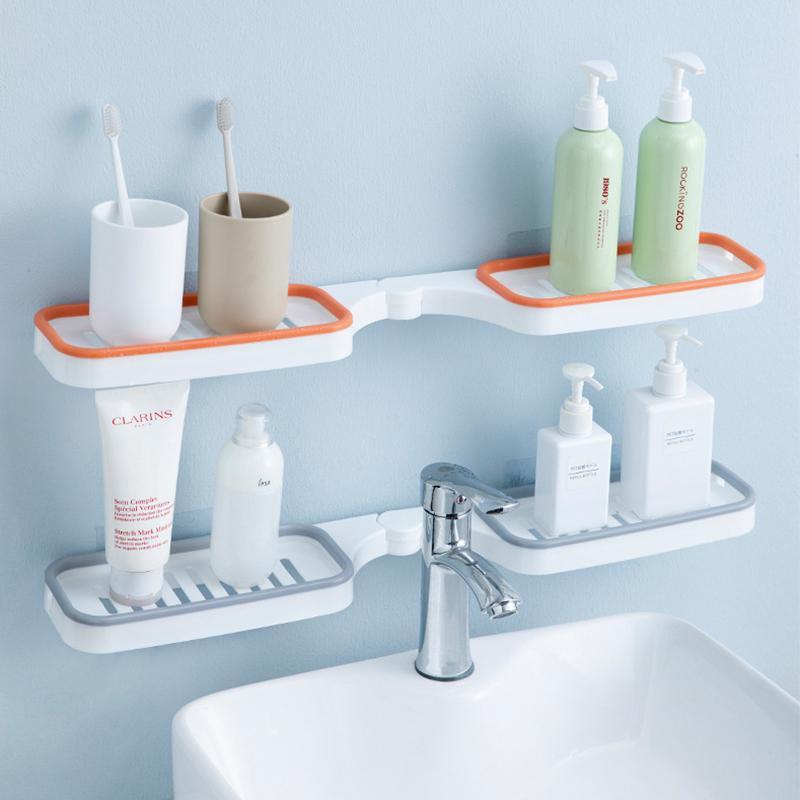 Wall Mount Punch Free Bathroom Organizer Rack