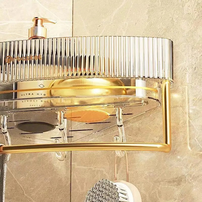 Wall-Mounted Bathroom Triangle Shelf - Free Punching Transparent Storage Rack for Toiletries, Cosmetics and Shampoo - Image 3