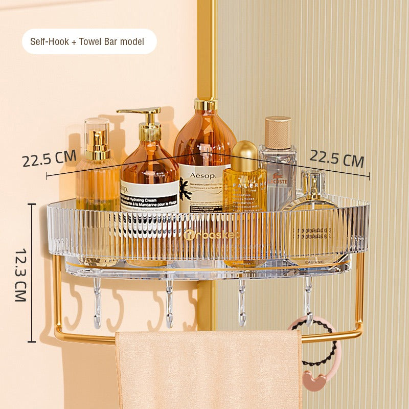 Wall-Mounted Bathroom Triangle Shelf - Free Punching Transparent Storage Rack for Toiletries, Cosmetics and Shampoo - Image 13