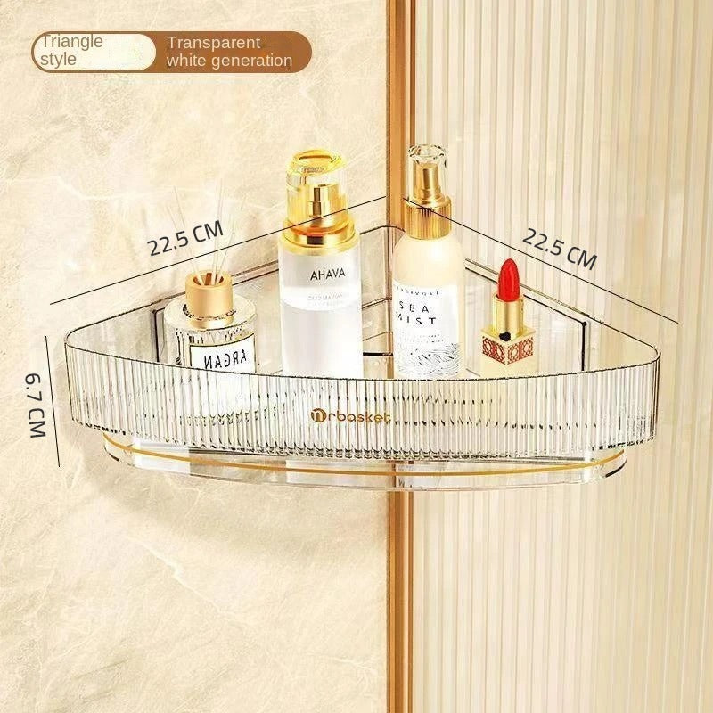 Wall-Mounted Bathroom Triangle Shelf - Free Punching Transparent Storage Rack for Toiletries, Cosmetics and Shampoo - Image 12