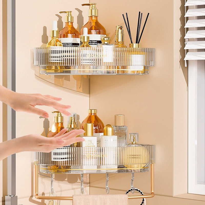 Wall-Mounted Bathroom Triangle Shelf - Free Punching Transparent Storage Rack for Toiletries, Cosmetics and Shampoo - Image 4