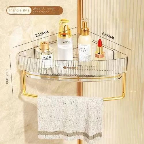 Wall-Mounted Bathroom Triangle Shelf - Free Punching Transparent Storage Rack for Toiletries, Cosmetics and Shampoo - Image 9