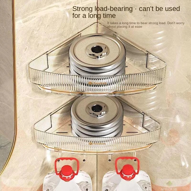 Wall-Mounted Bathroom Triangle Shelf - Free Punching Transparent Storage Rack for Toiletries, Cosmetics and Shampoo - Image 11