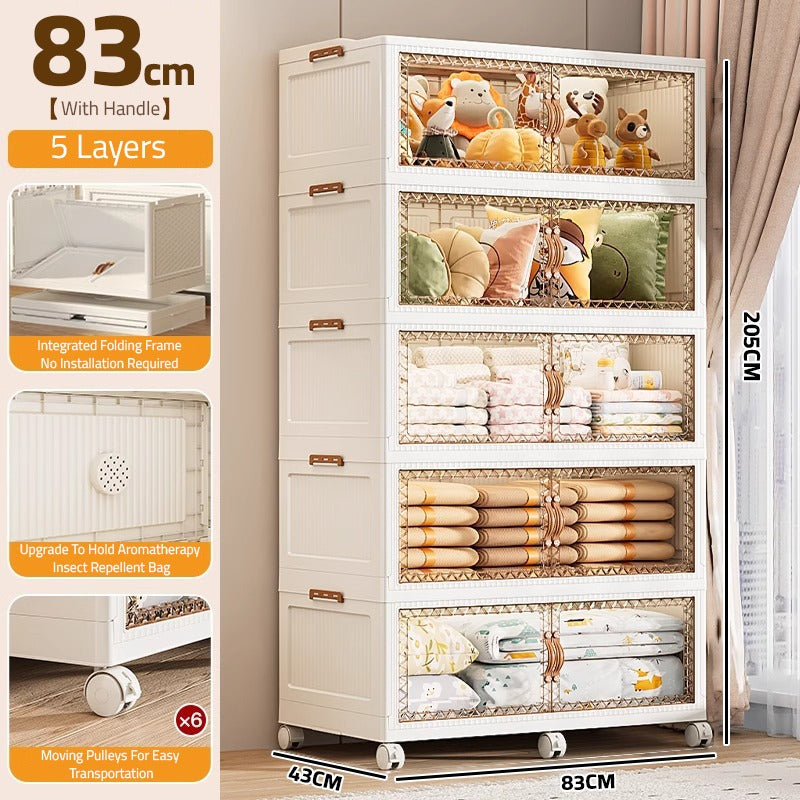 Wardrobe Storage Cabinet, Multi-purpose Shelf Rack, Household Closet Organizer Containers - Image 5