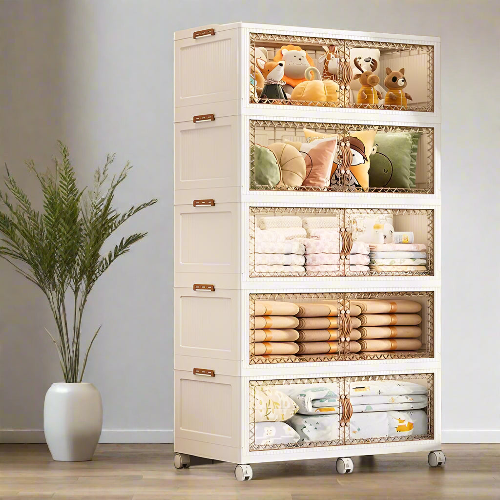 Wardrobe Storage Cabinet, Multi-purpose Shelf Rack, Household Closet Organizer Containers